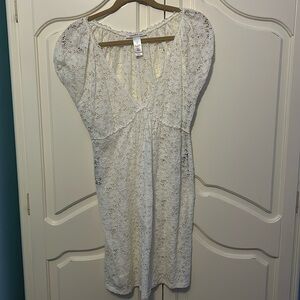 White Lace Cover Up Mini Dress / Laundry Size Lg